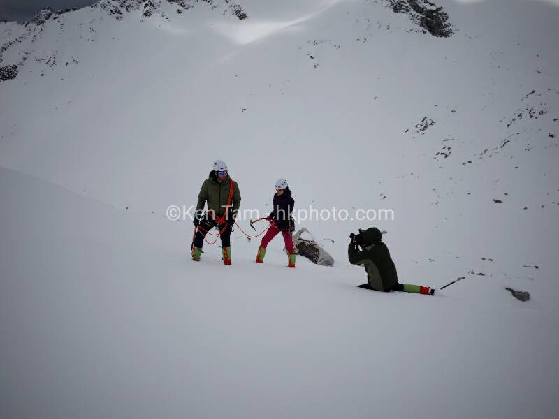 Ken Tam on a snowy mountain in Sichuan, China—his highest-altitude commercial photoshoot to date.